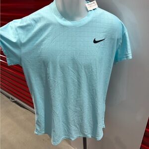 Nike Men’s Aqua Short-Sleeve Performance Tee with Black Swoosh